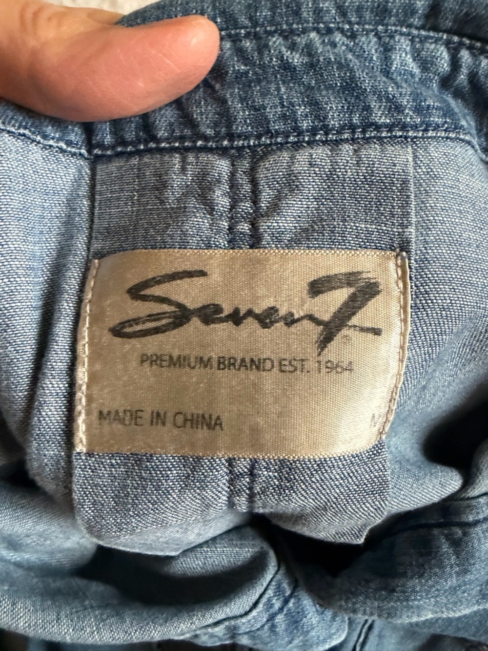 Seven7 chambray Light Blue Button-Down Shirt with Black Lace Trim - Picture 5 of 9